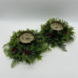 Vintage Candle Holders Christmas Holly Berry Rings Pillar Kmart Kitsch Plastic M